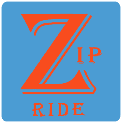 Red "Zip Ride" logo on blue background.