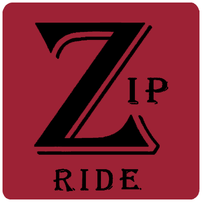 Red "Zip Ride" logo with large Z.