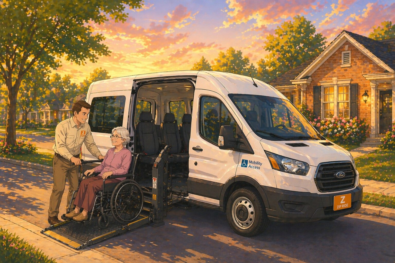 Assisted transport service for elderly woman.
